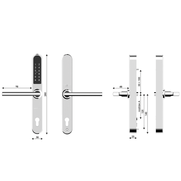 Zamek do apartamentów Apartlock P1 na wkładkę, rozstaw 72 mm + bramka Wi-Fi