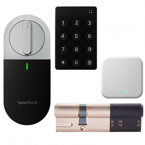 Inteligentny zamek do drzwi Apartlock P6 + bramka Wi-Fi + klawiatura + wkładka